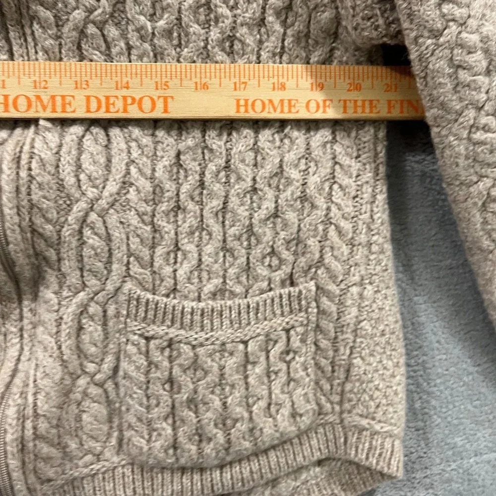 Aran‎ Crafts Sweater Women Medium Cable Knit Merino Wool Ireland Cardigan Hood